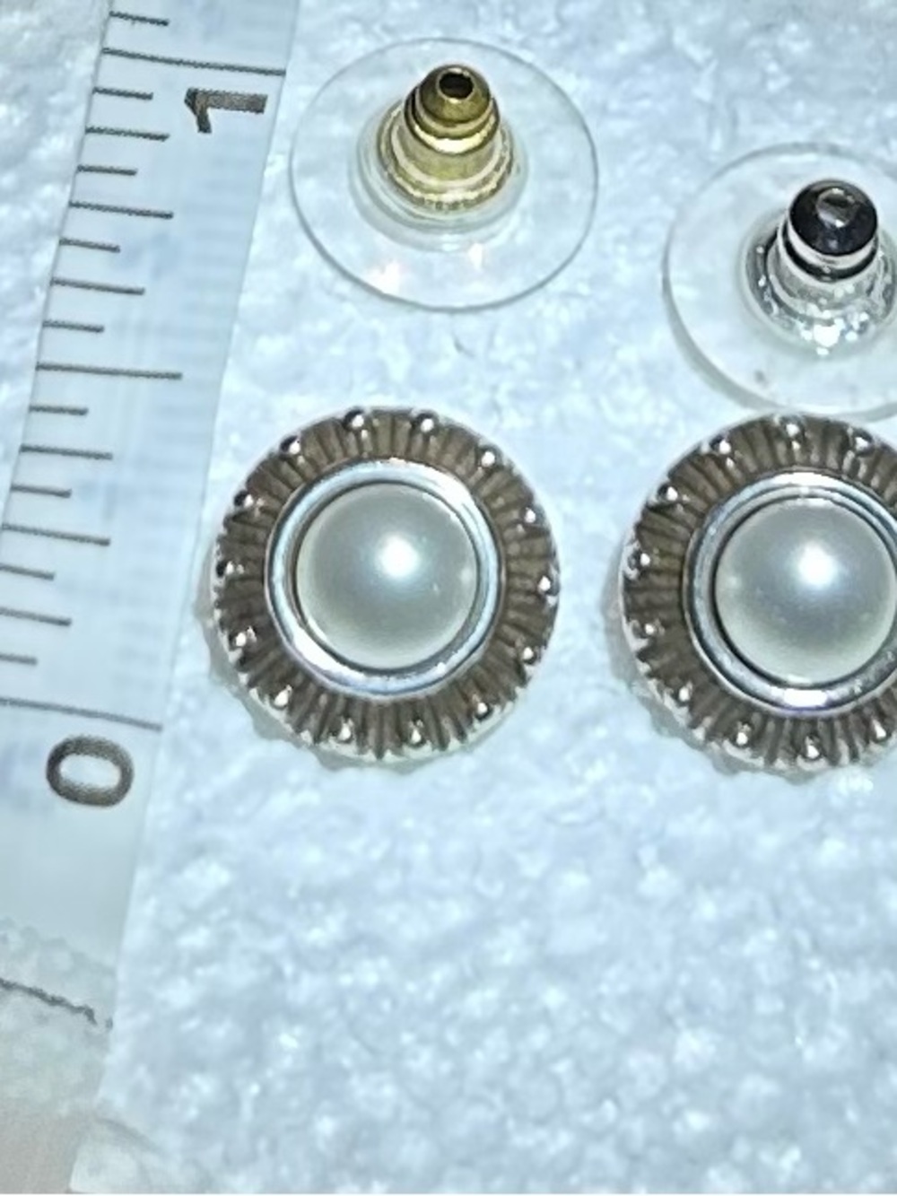 Brighton Pearl Center Silver-Tone Button Earrings - Faux Pearl Studs